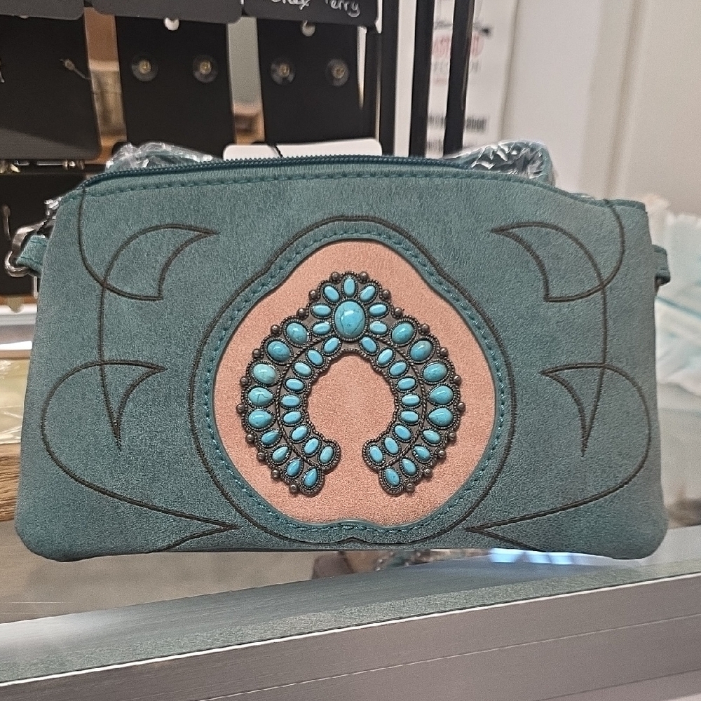 Montana West Turquoise Clutch with Southwestern Design